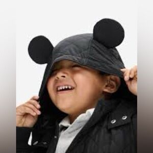 GAP Black Mickey Mouse Quilted Jacket